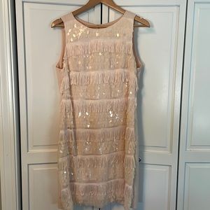 Eliza J Blush Pink Fringe & Sequin Dress
